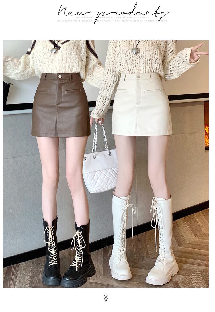 【bottoms】オシャレ度満点〜体型カバーAラインPUスカート G16501