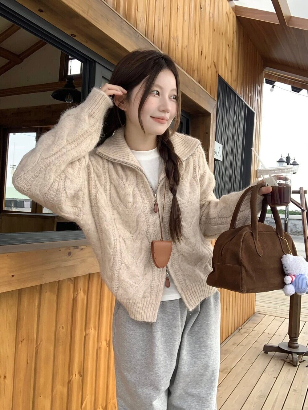 【outer】ファスナーニットカーデ　M28670
