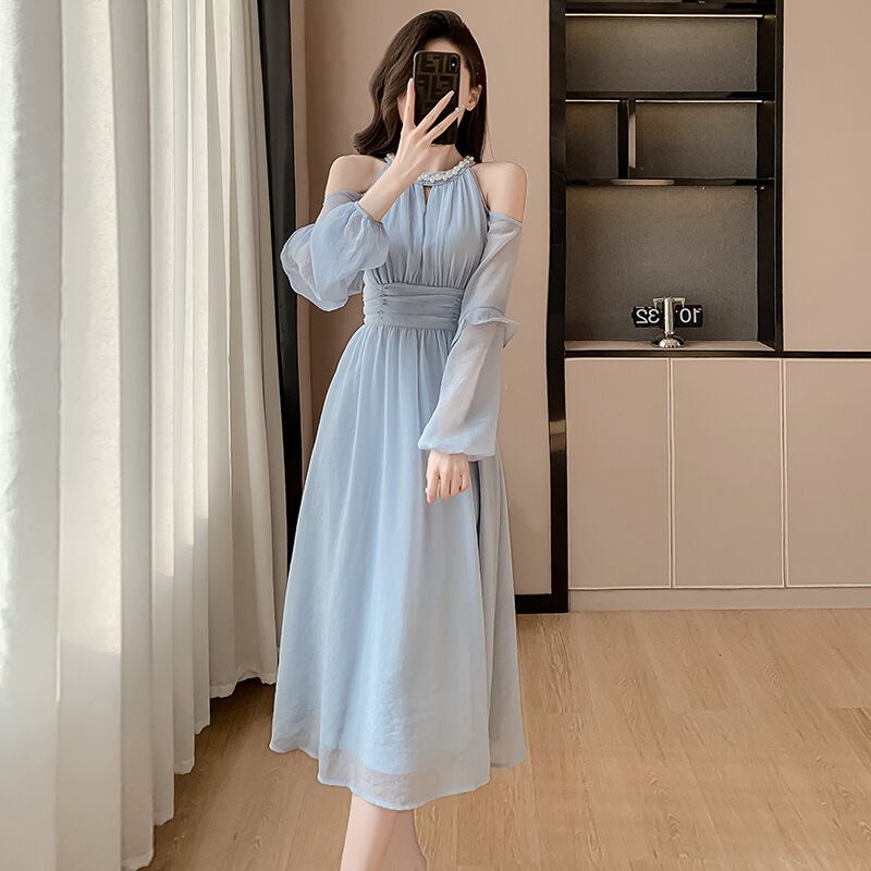 【dress】ビーズオフショルダーワンピース G20140