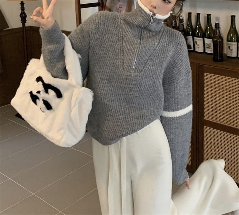 【tops】ファスナーニットセーター　M25995