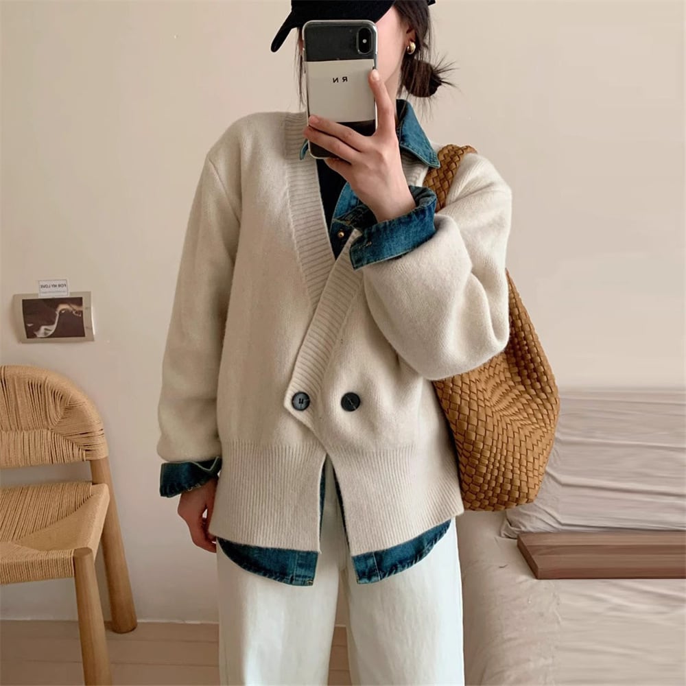 【outer】Vネックニットカーデ　M25974