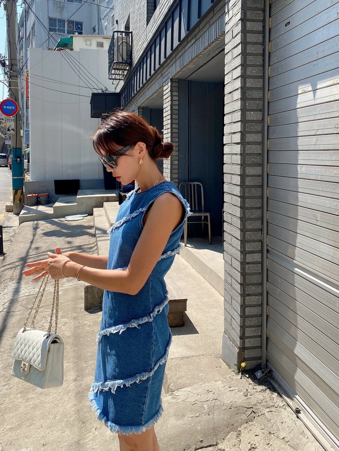 【dress】ノースリーブデニムワンピース　M23984