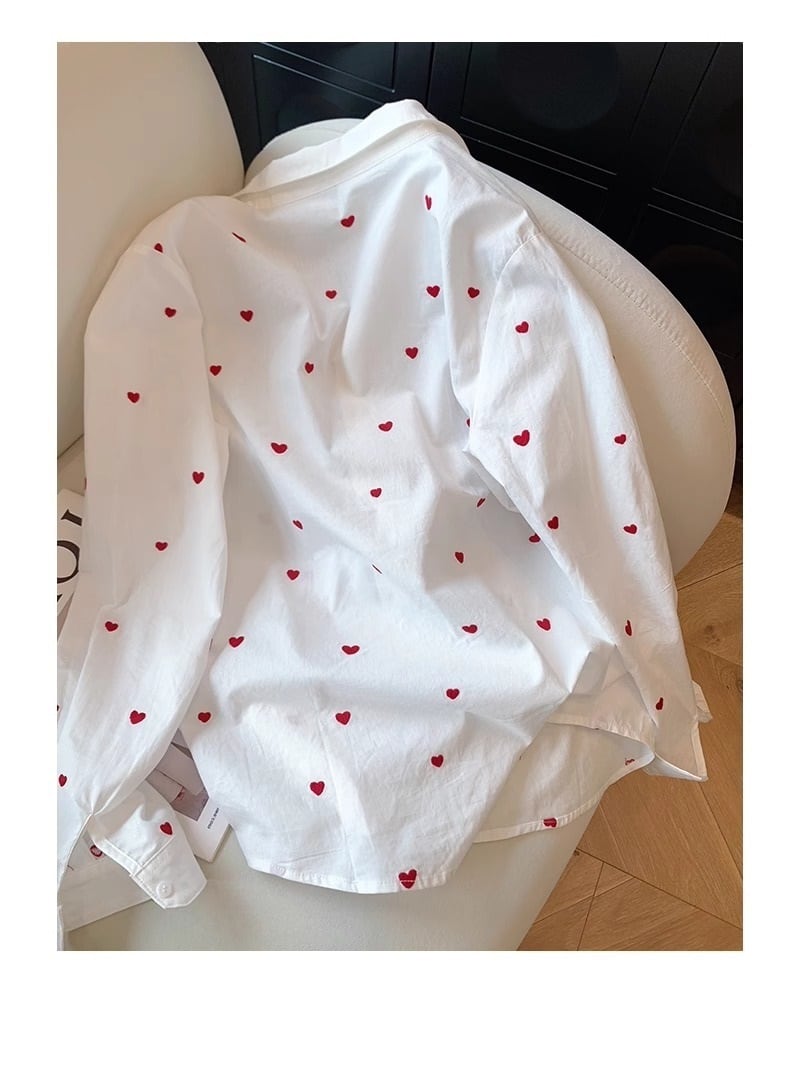 【tops】ハート柄シャツトップス　M29721