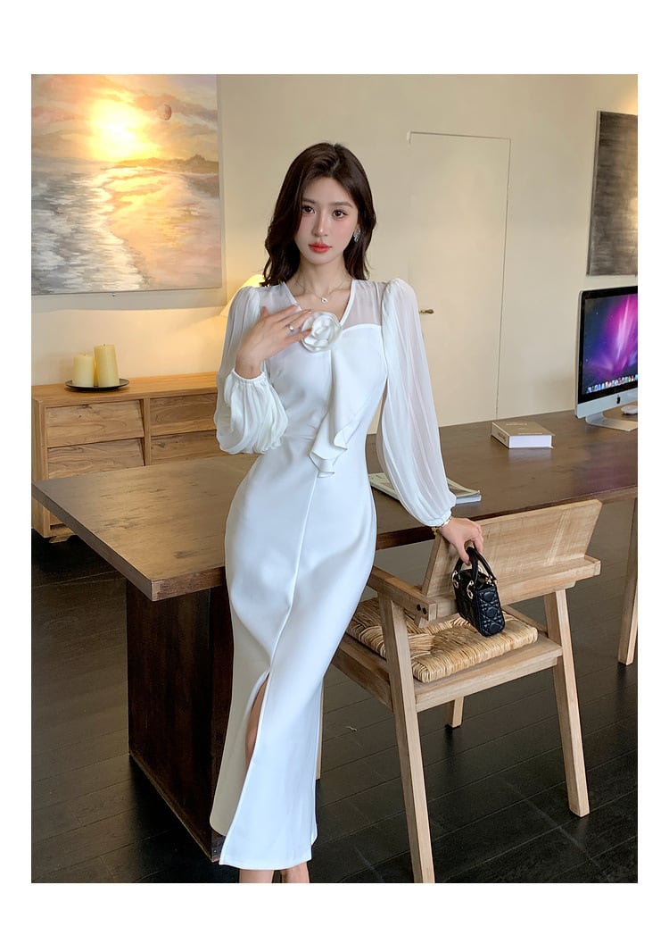 【dress】立体フラワーマーメイドワンピース