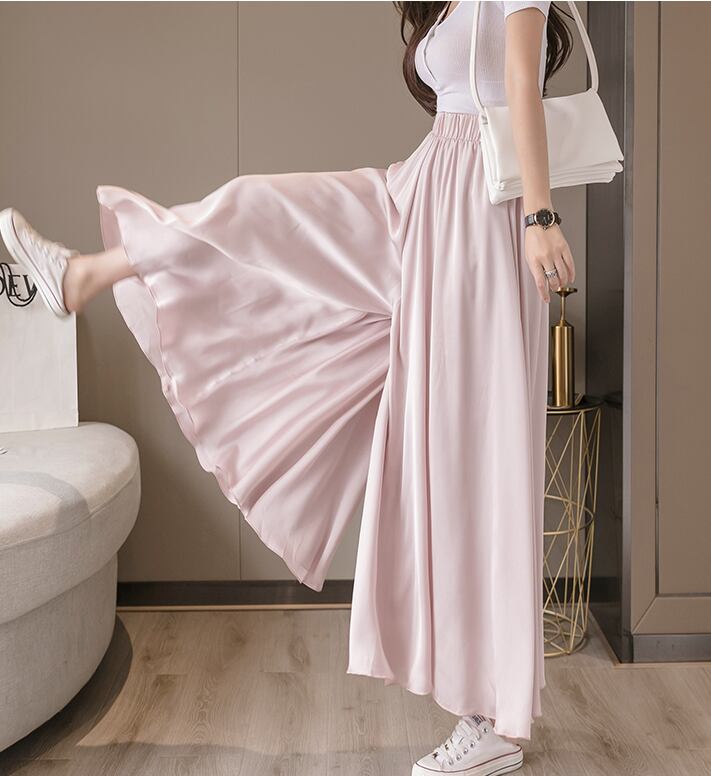 【bottoms】美感いっぱい無地合わせやすいハイウエストシンプルカジュアルガウチョパンツ