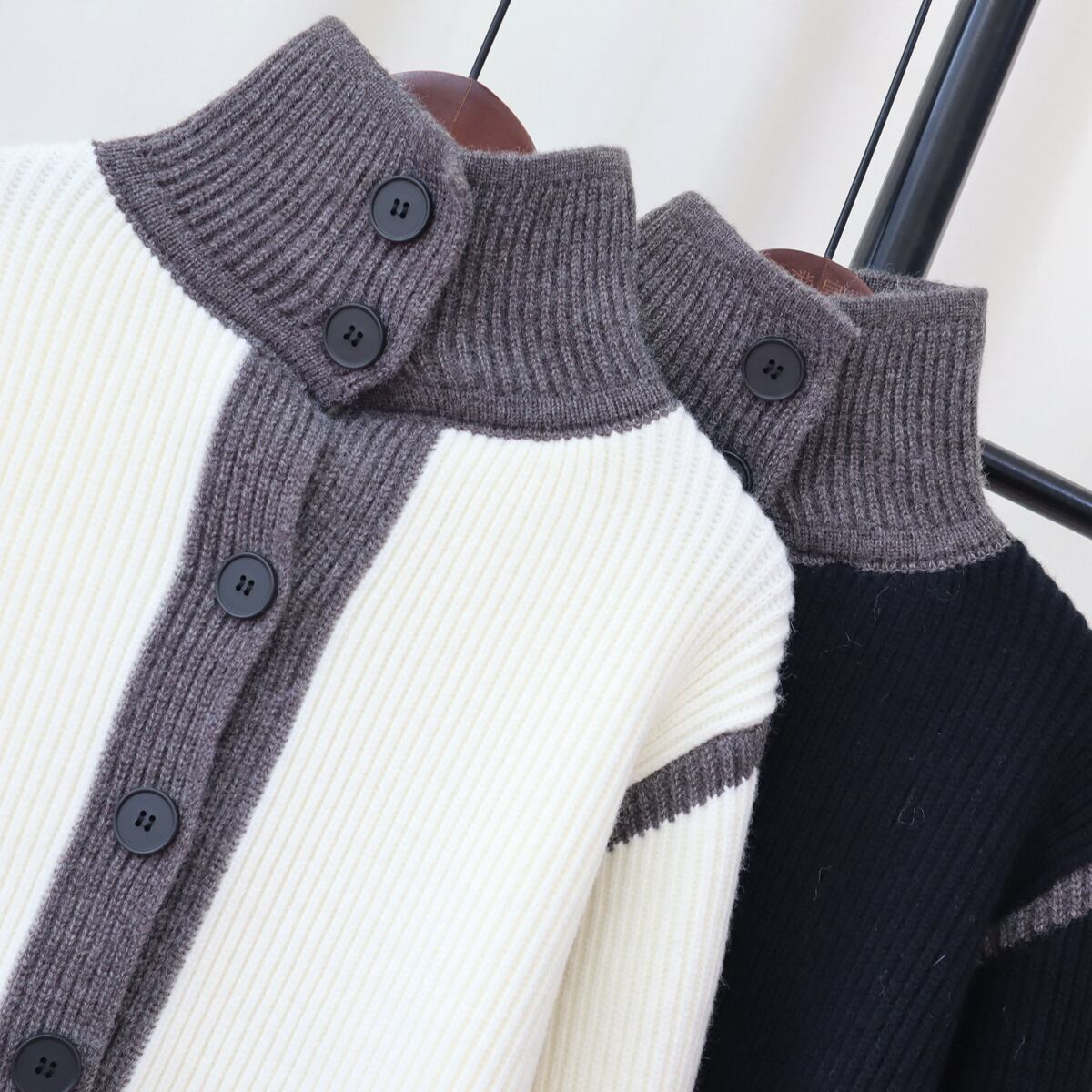 【outer】配色ニットカーデ　M18613