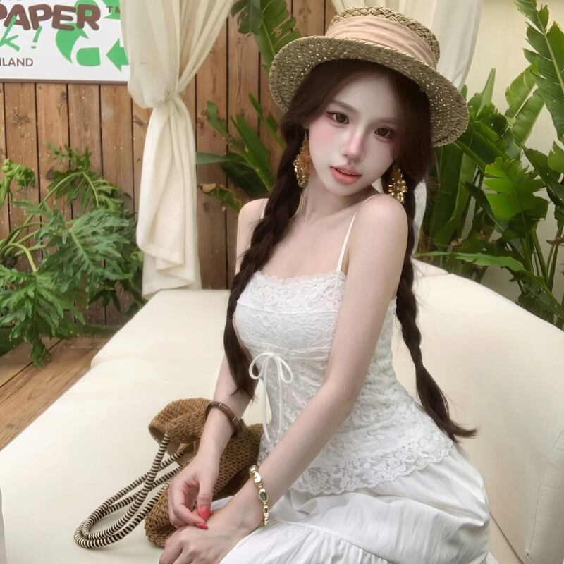 【tops】2色展開レースキャミソール Q8519