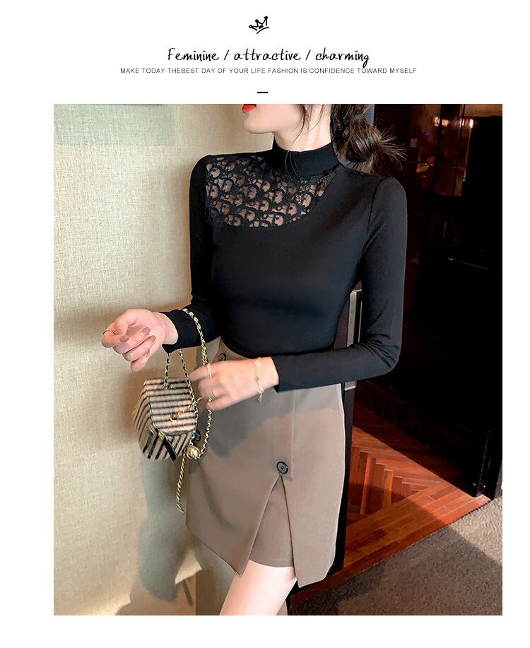 【tops】春新作!気質満点レトロ透かし彫り体型カバーオシャレ長袖Tシャツ G3651