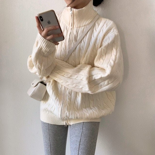 【outer】ファスナーニットカーデ　M26046