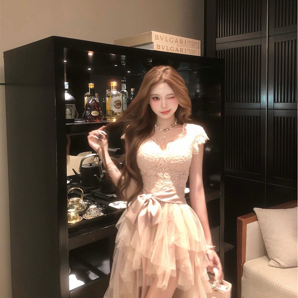 【dress】イレヘムチュールワンピース　N3411