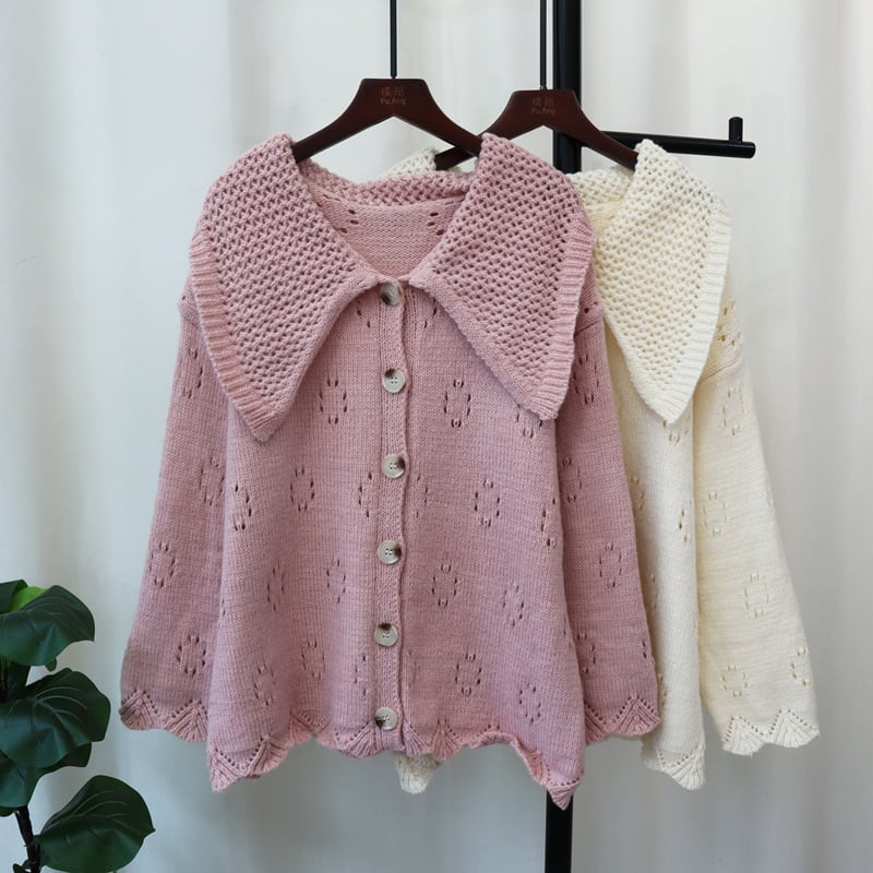 【outer】カットワークニットカーデ　M25737