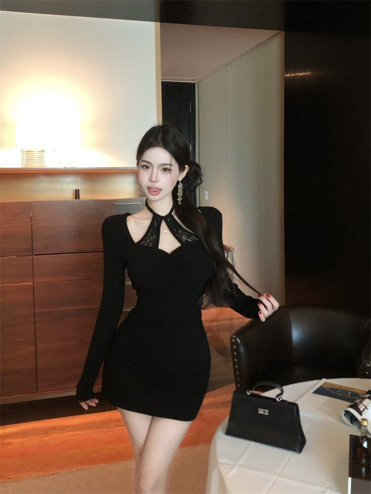 【dress】レース切り替えワンピース　M28909