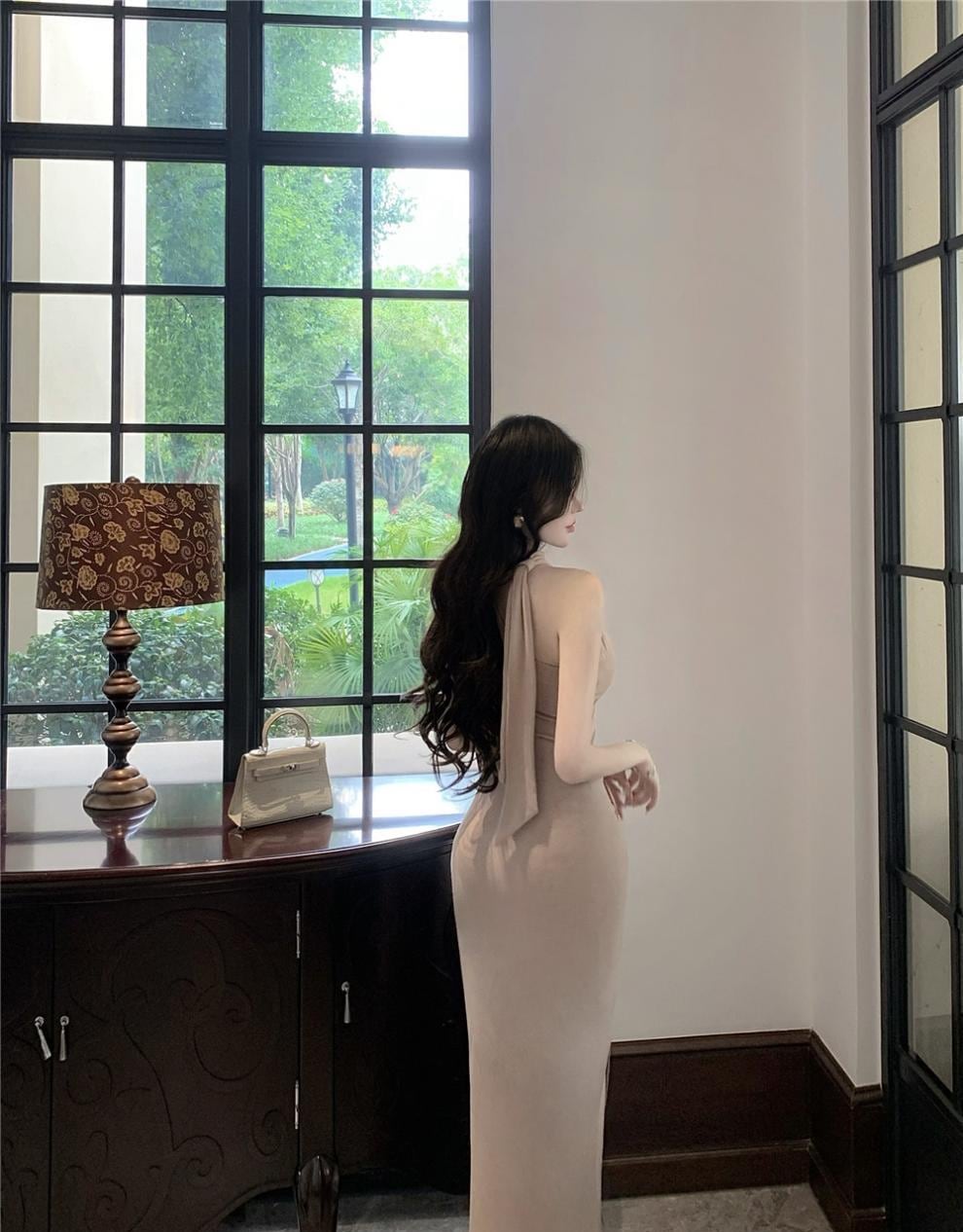 【dress】ノースリーブロングワンピース Q8082