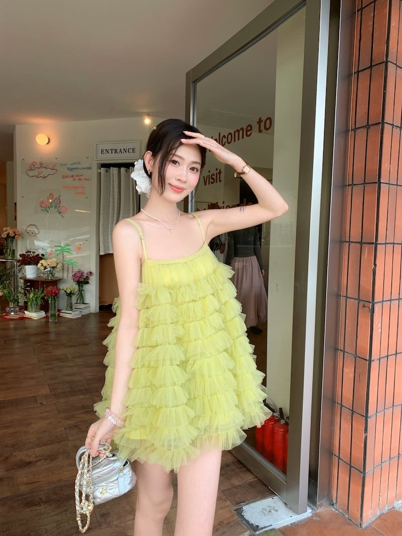 【dress】チュールコンビキャミワンピース　M29848