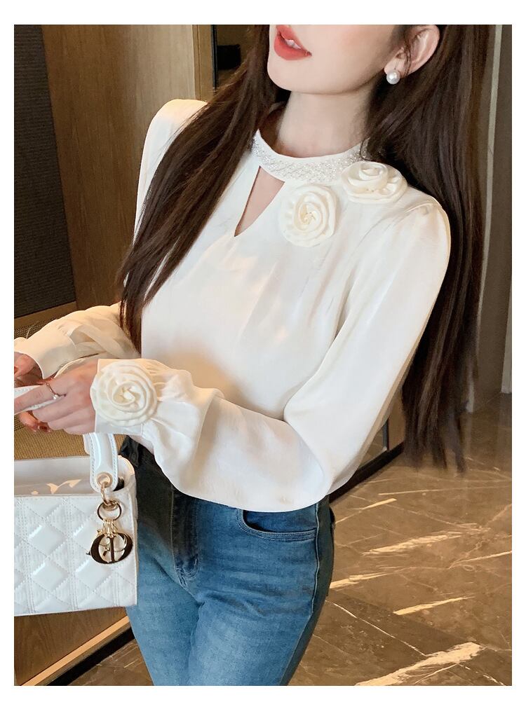 【tops】立体フラワーシャツトップス　M28972