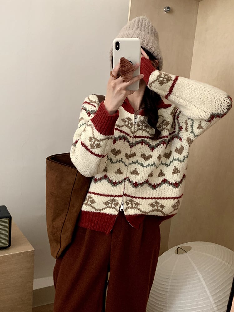 【outer】ジャカードニットカーデ　M27120
