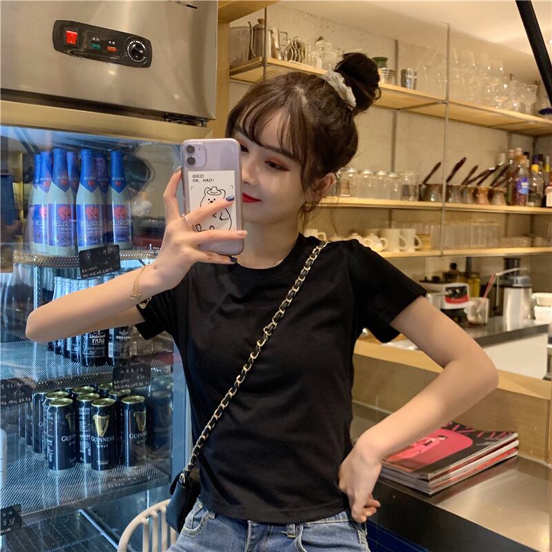 【tops】選べる5色！ラウンドネック半袖無地着回し蝶々結びTシャツ