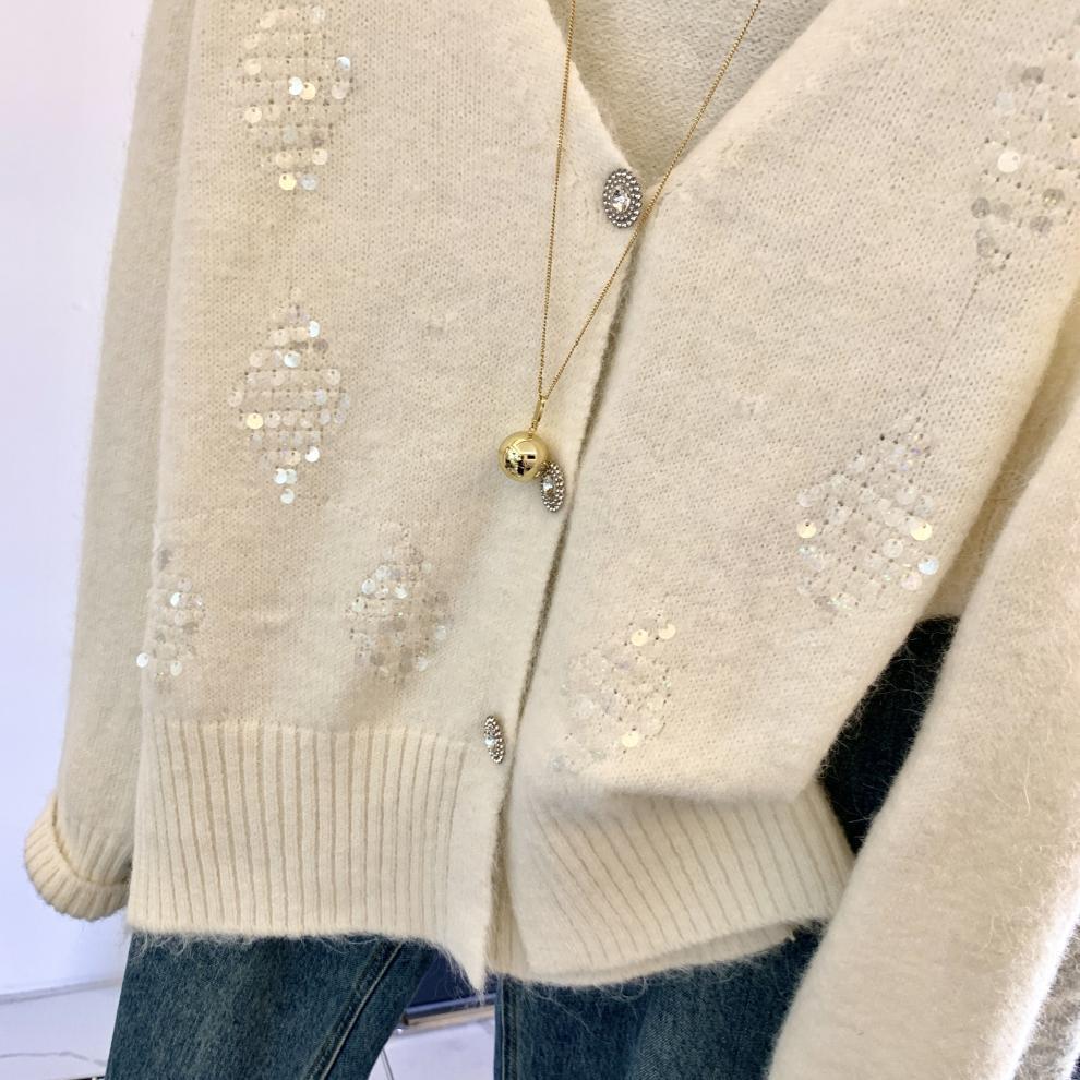 【outer】スパンコールニットカーデ　M29266