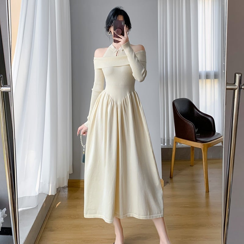 【dress】切り替えニットワンピース　M26174
