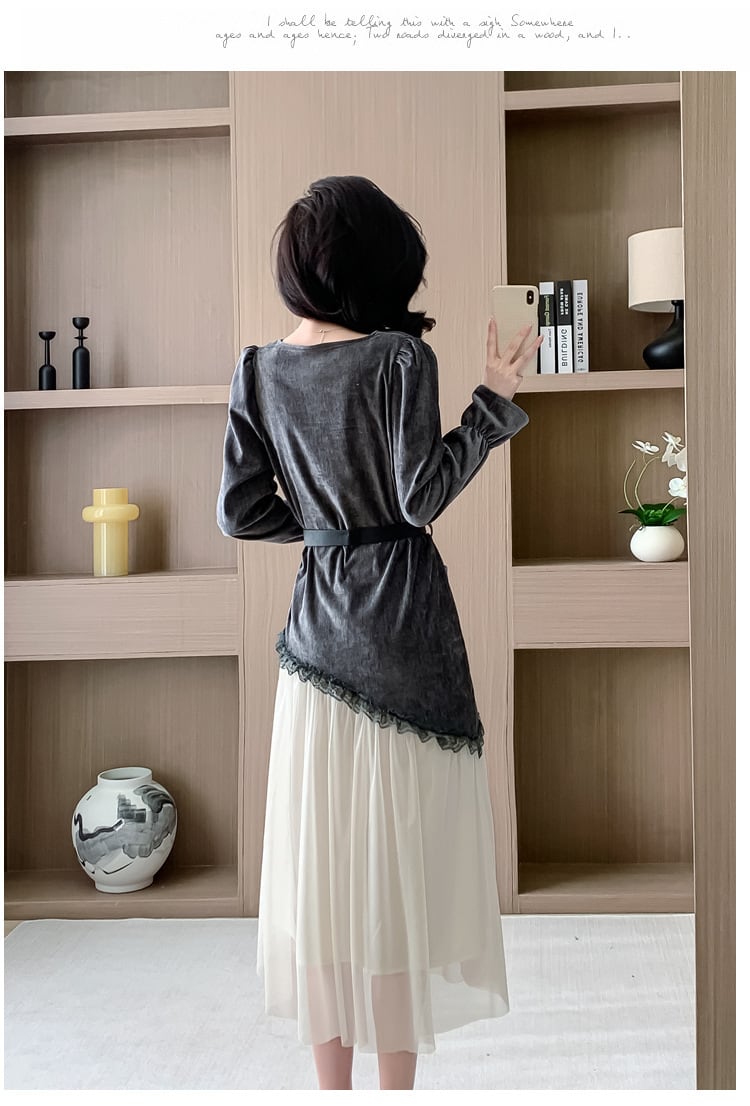 【dress】チュールコンビワンピース　M29588