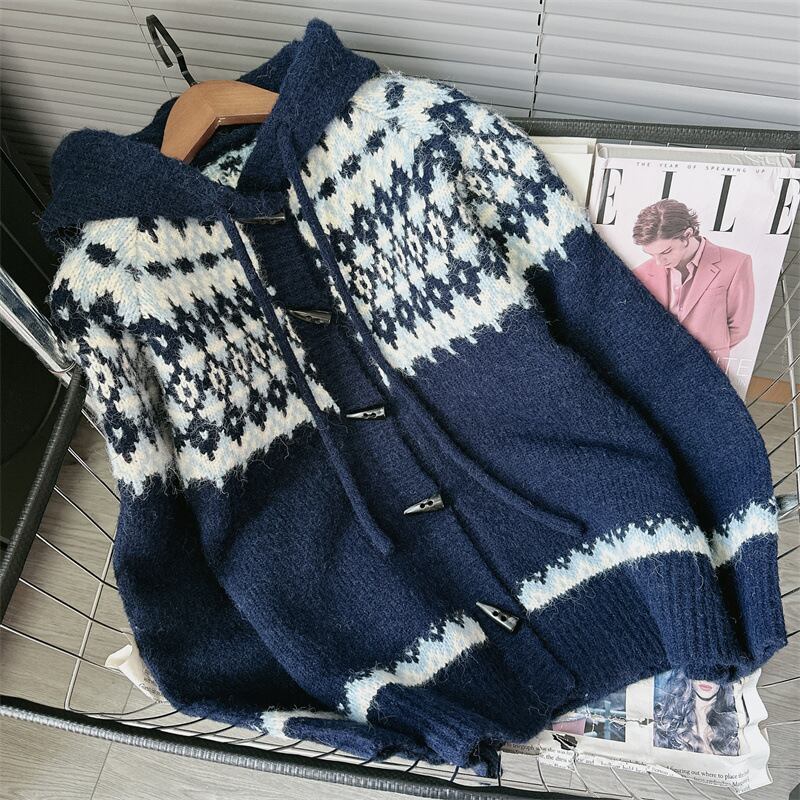 【outer】フード付きニットカーデ　M28321