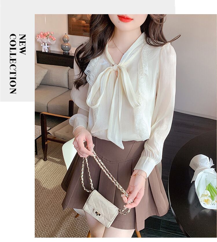【tops】リボン付きシャツトップス　M29094