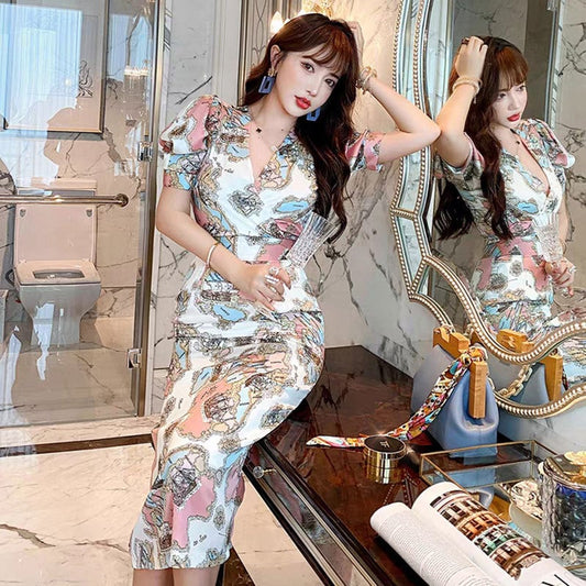 【dress】VネックパフスリーブワンピースG20633