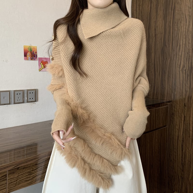 【tops】ファードッキングニットトップス Q7179