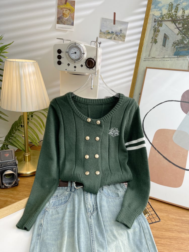 【outer】刺繍ニットカーデ　M25544