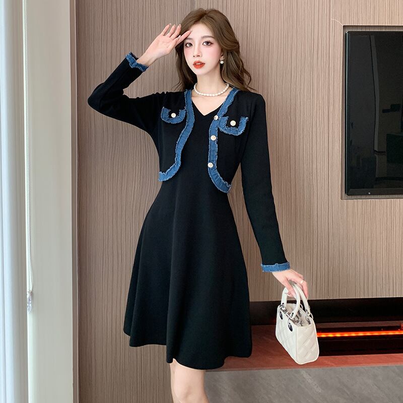 【dress】ドッキングニットワンピース　M18359