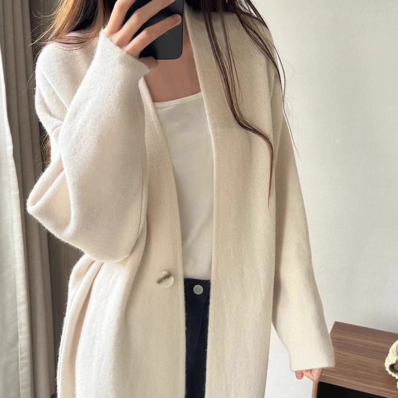 【outer】ロングニットカーディガン Q7034