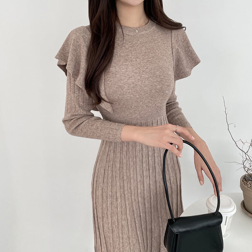 【dress】フリルニットワンピース　M26191