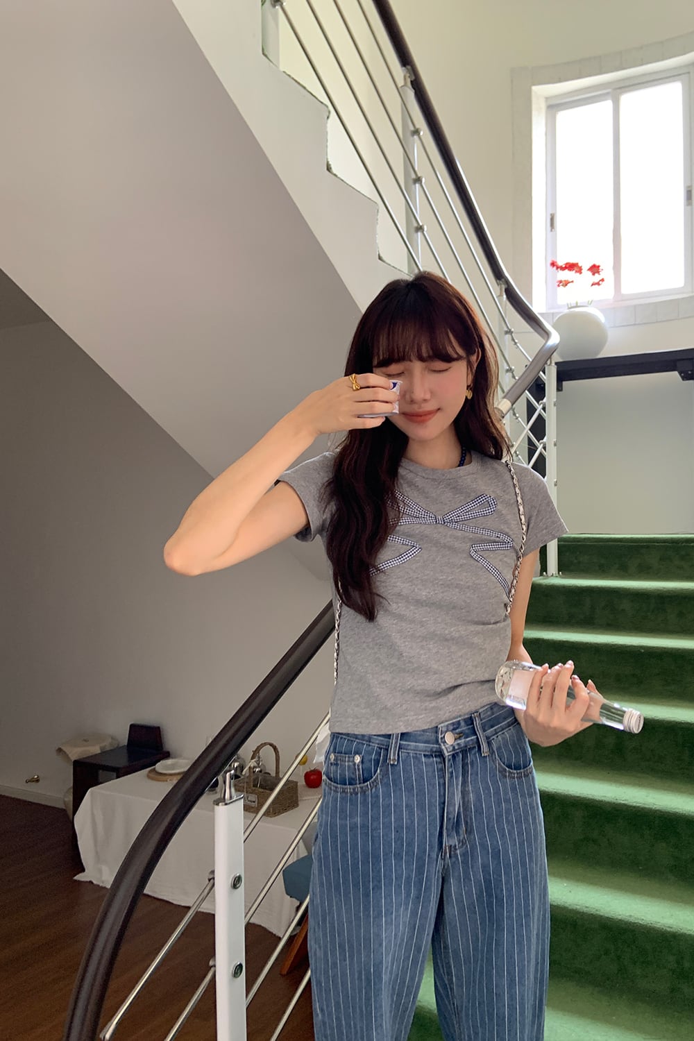 【tops】リボン付きTシャツ　M24988