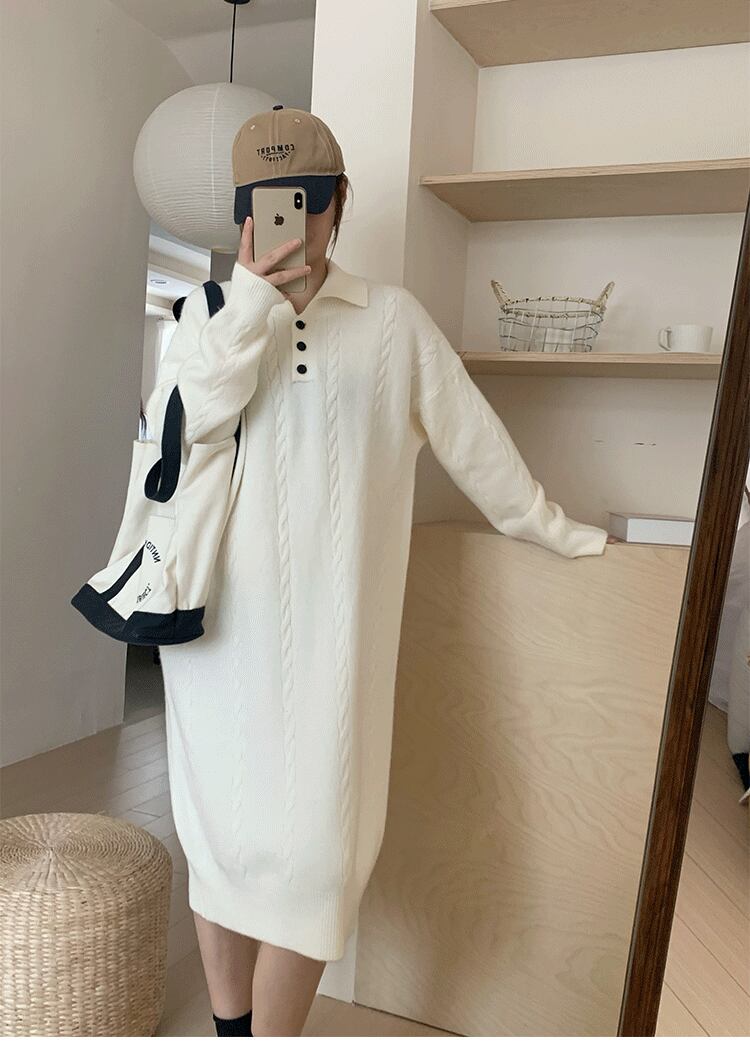 【dress】POLOネックニットワンピース　M18757