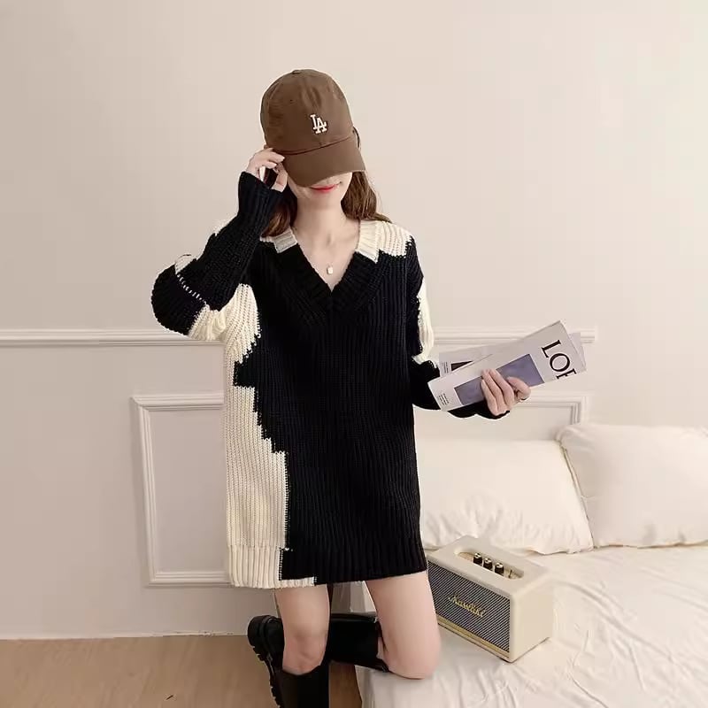 【dress】Vネックニットワンピース　M26594