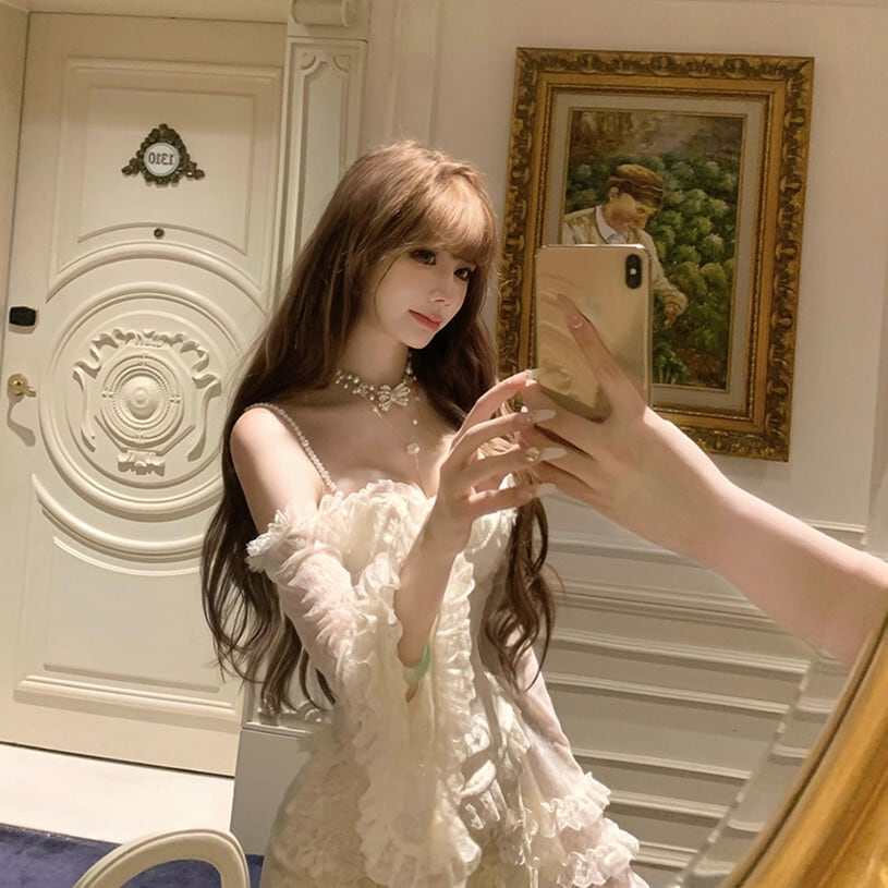 【set】ベルスリーブレーストップス×マーメイドスカートセット N3414