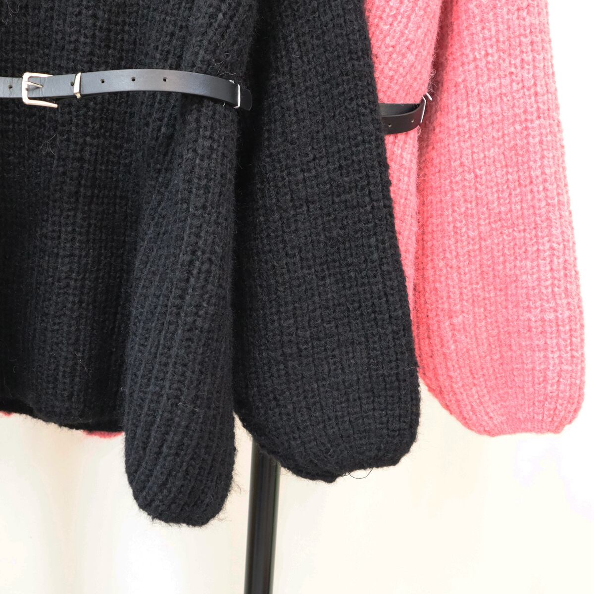 【tops】ニットセーターベルト付き　M18748