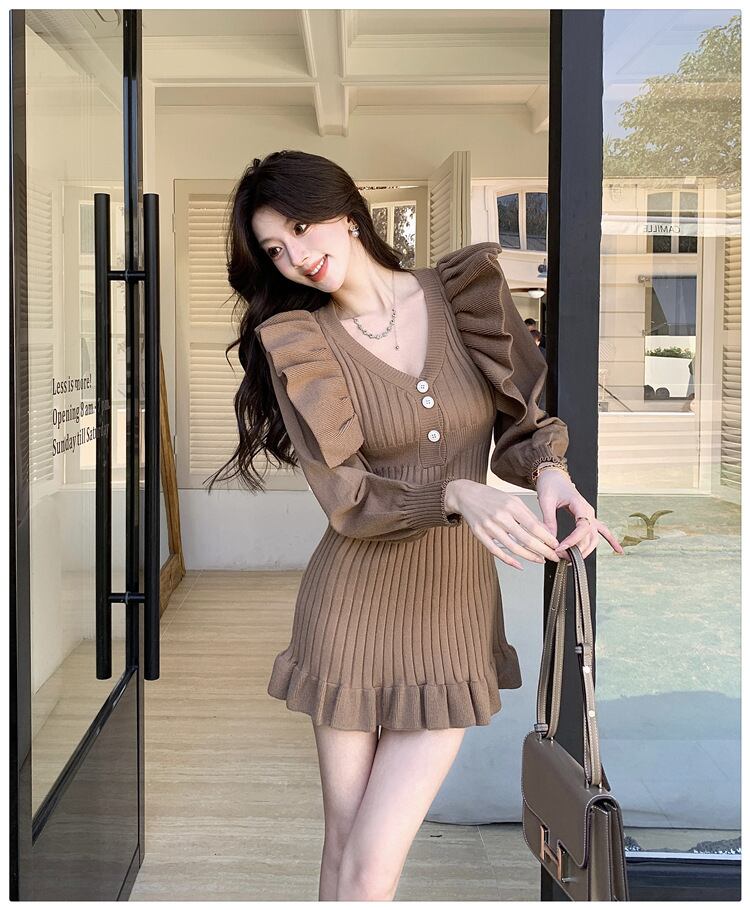 【dress】フリルニットワンピース　M28791