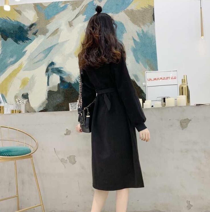 【dress】韓流スタイル好感度UP!気質満点ラウンドネック長袖パーカーワンピース G2001