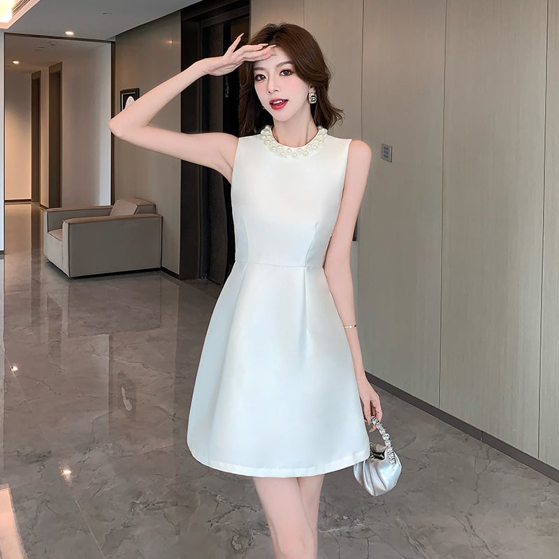 【dress】ノースリーブビーズAラインワンピース G21537