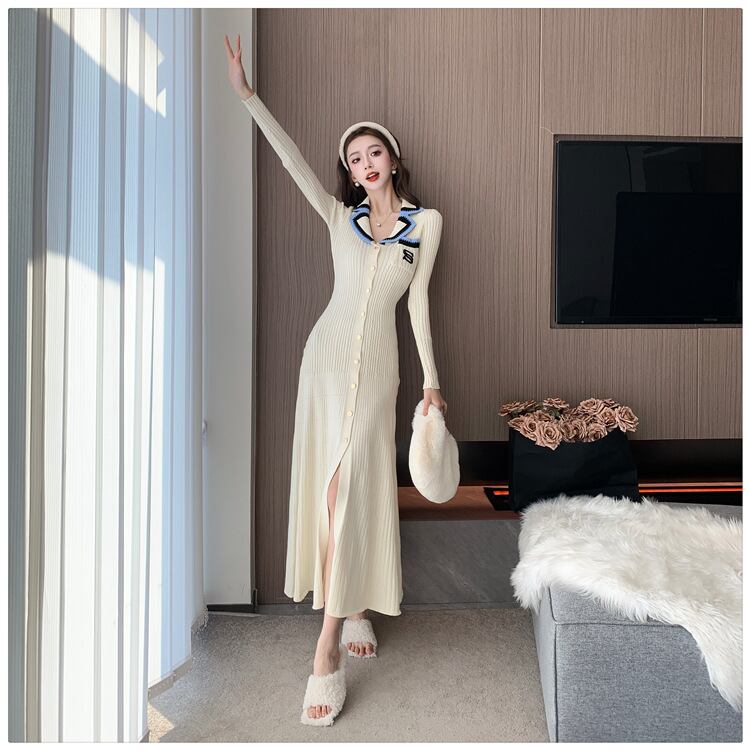 【dress】スリットニットワンピース　M28867