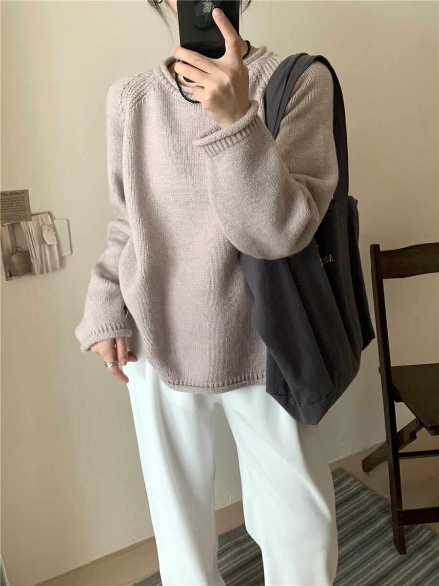 【tops】クルーネックニットセーター　M18672