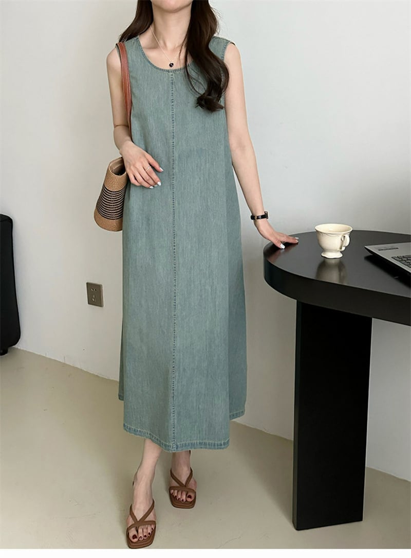 【dress】ノースリーブデニムワンピース　M24025