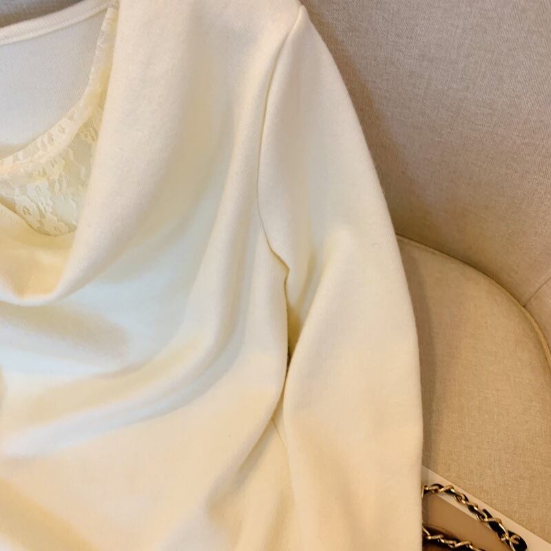 【tops】レース切り替え立体フラワーニットトップス　M29222