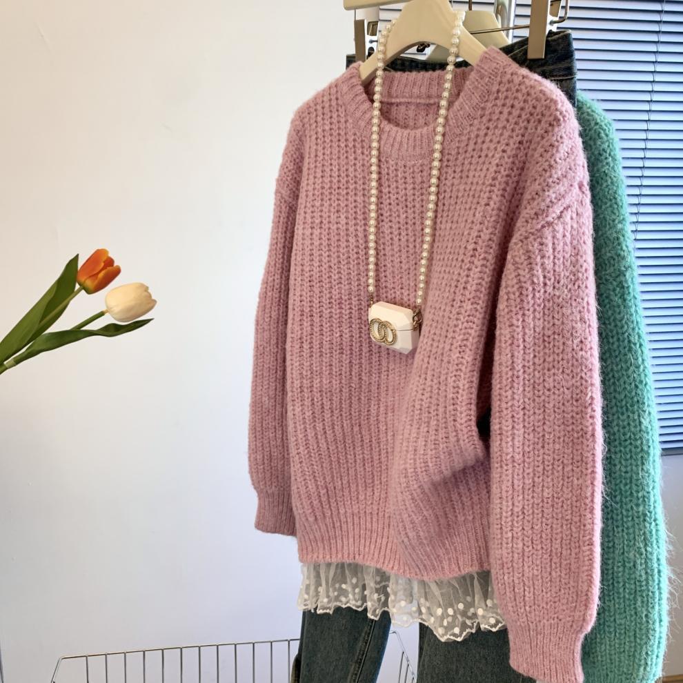 【tops】レース切り替えニットセーター　M29275