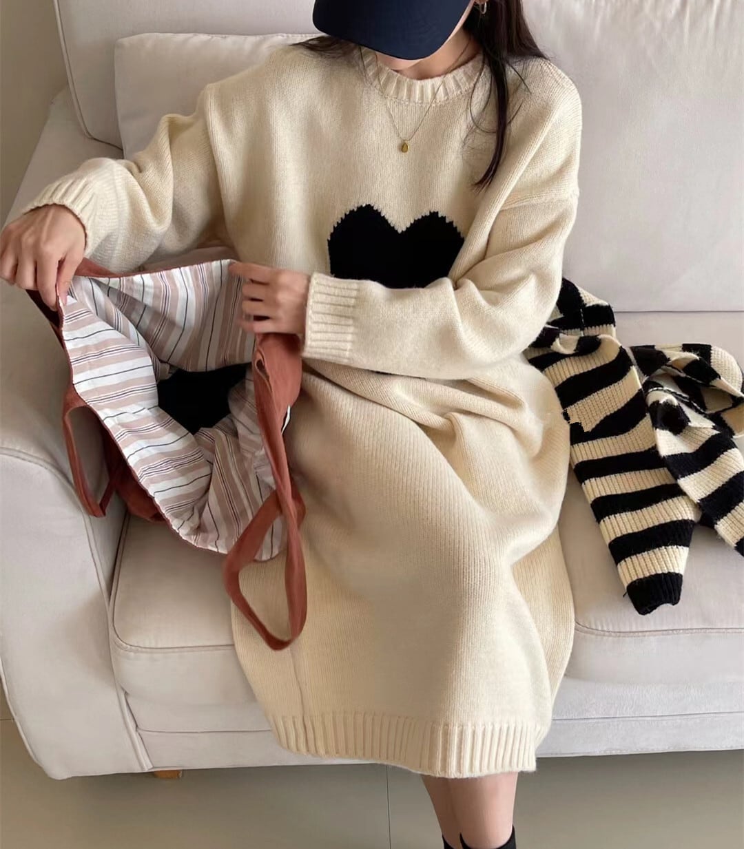 【dress】ハート柄ニットワンピース 　N2240
