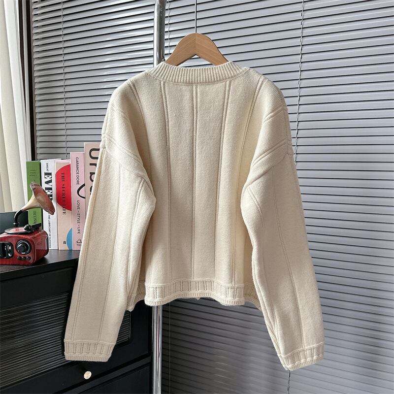 【outer】クルーネックニットカーデ　M18684