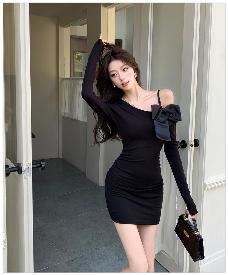 【dress】オフショルダーニットワンピース　M28868