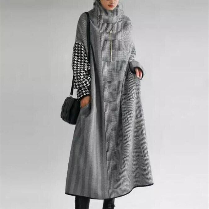 【dress】千鳥格子ニットワンピース　M26753