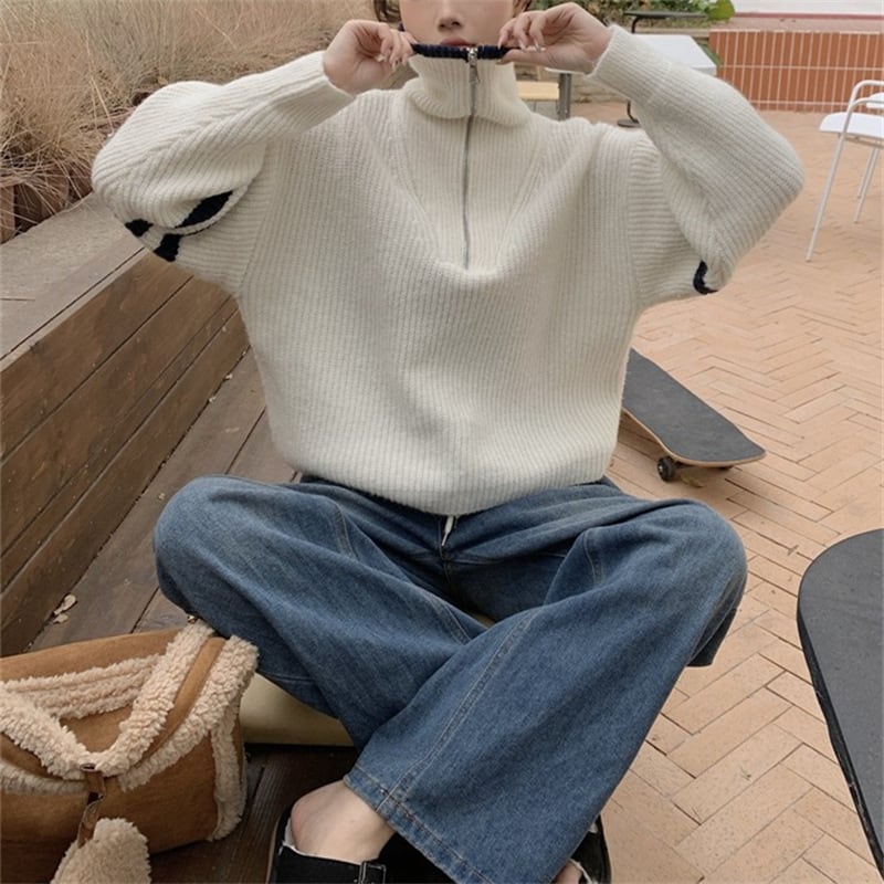 【tops】ファスナーニットセーター　M25995